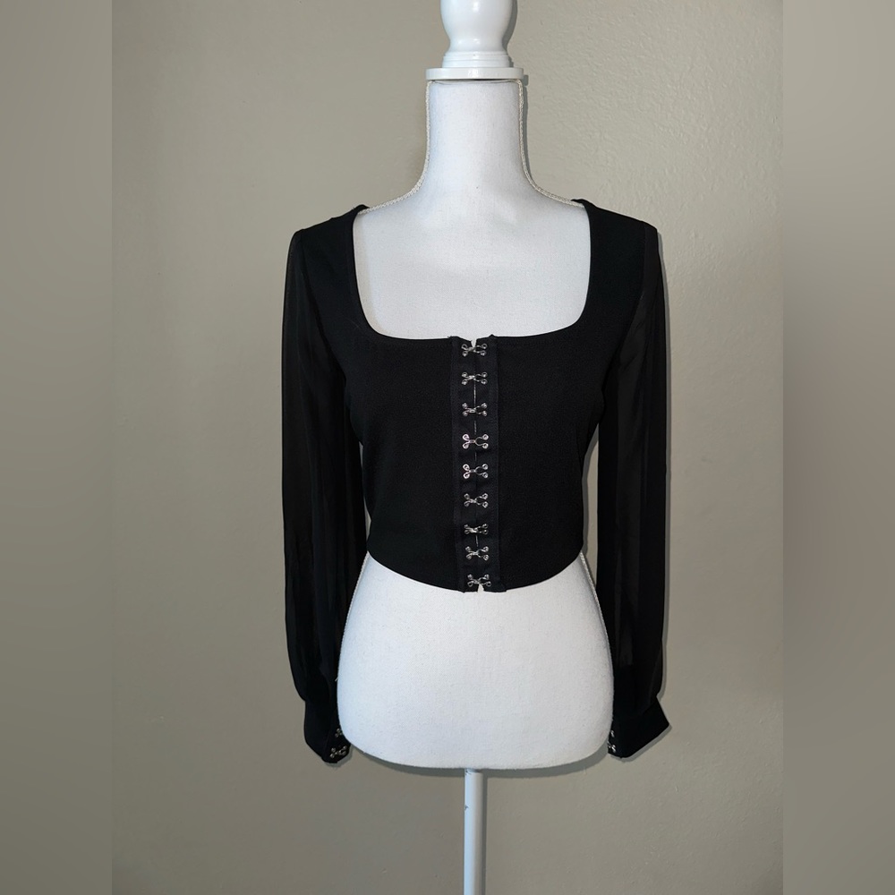 Fashion Nova Black Long Sleeve Top -Size S